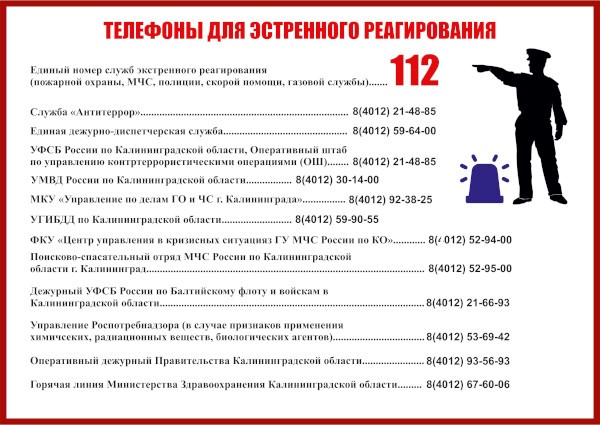 Телефоны экстренных служб